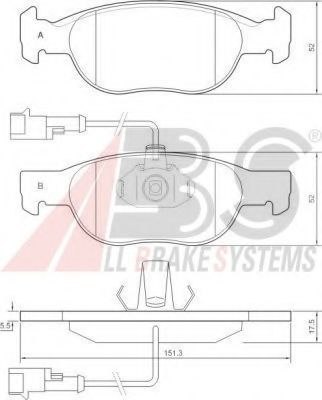 Komplet klocków hamulcowych Alfa Romeo 145 146? B 151mm ATE