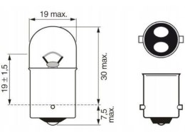 RING ŻARÓWKA 12V R5W BA15D 5W STOP COFANIA